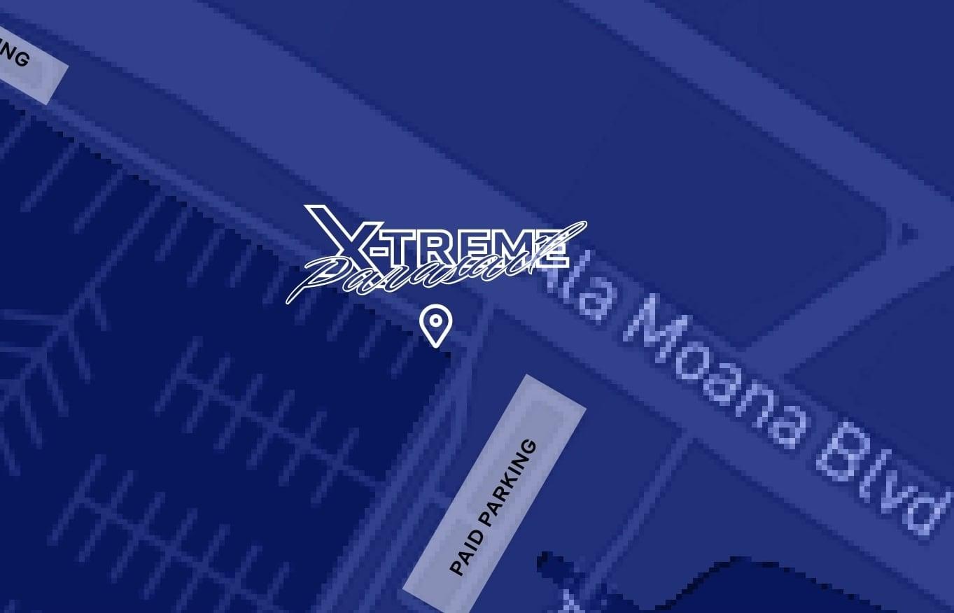 Map showing the Xtreme Parasail location at the harbor