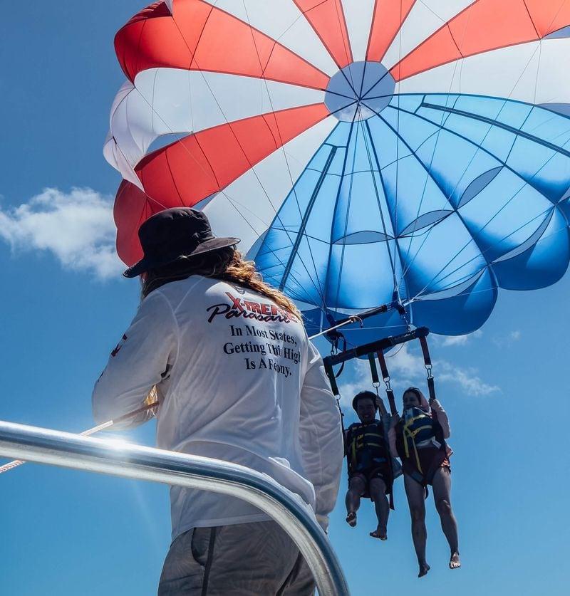 Aerial view of a parasail over the Pacific